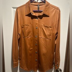 Faux suede long sleeve with turquoise snaps. NWT